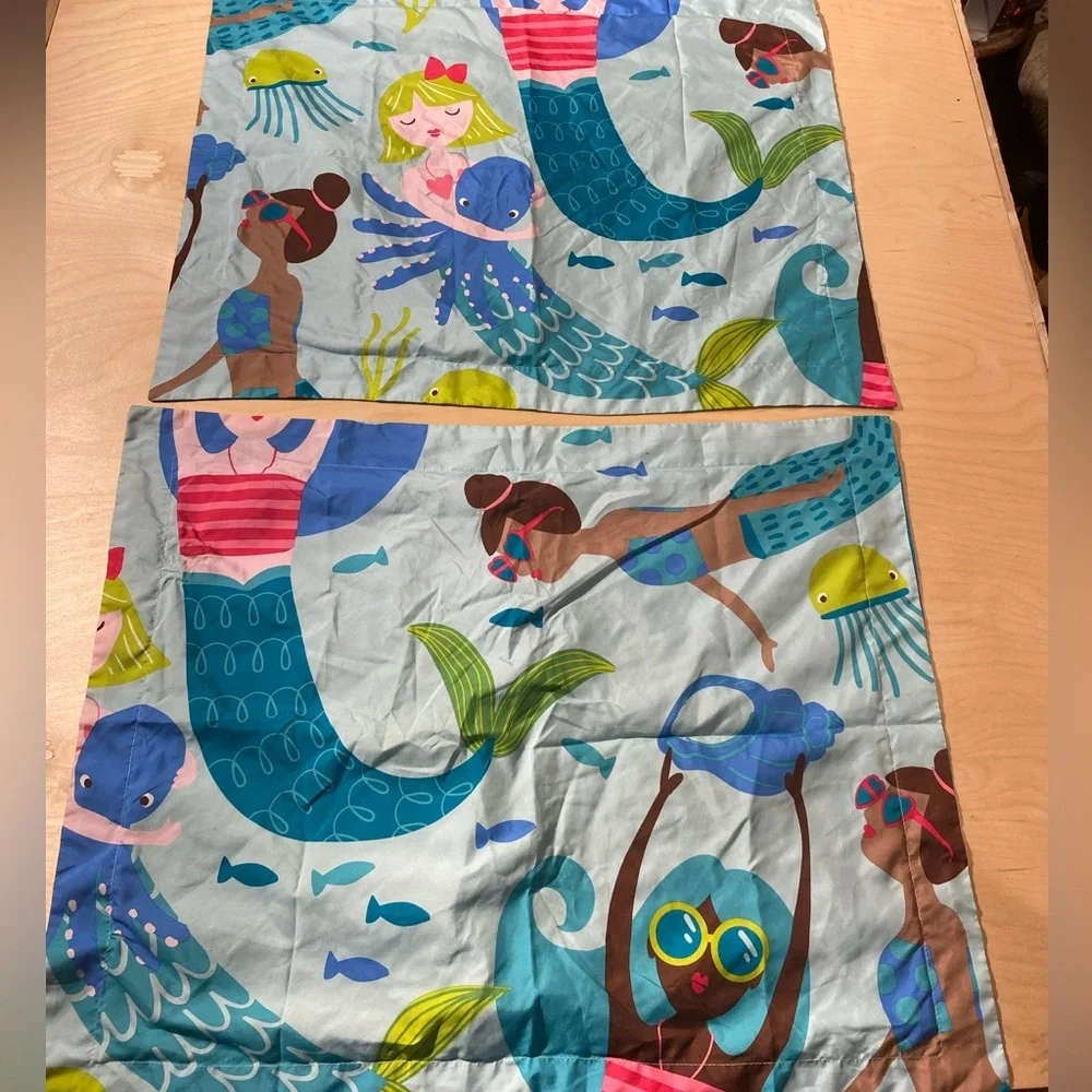 Mermaid and Sea Life Pillow Shams  Full Size (MO)